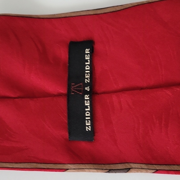 Vintage Zeidler & Zeidler 100% Silk Men's Neck Tie Red  &Tan & Grey - Picture 5 of 8
